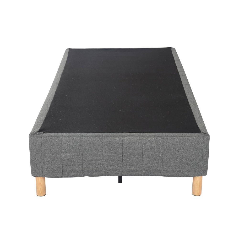 Single Metal Bed Frame with Fabric Cover Sturdy Dark Grey Base