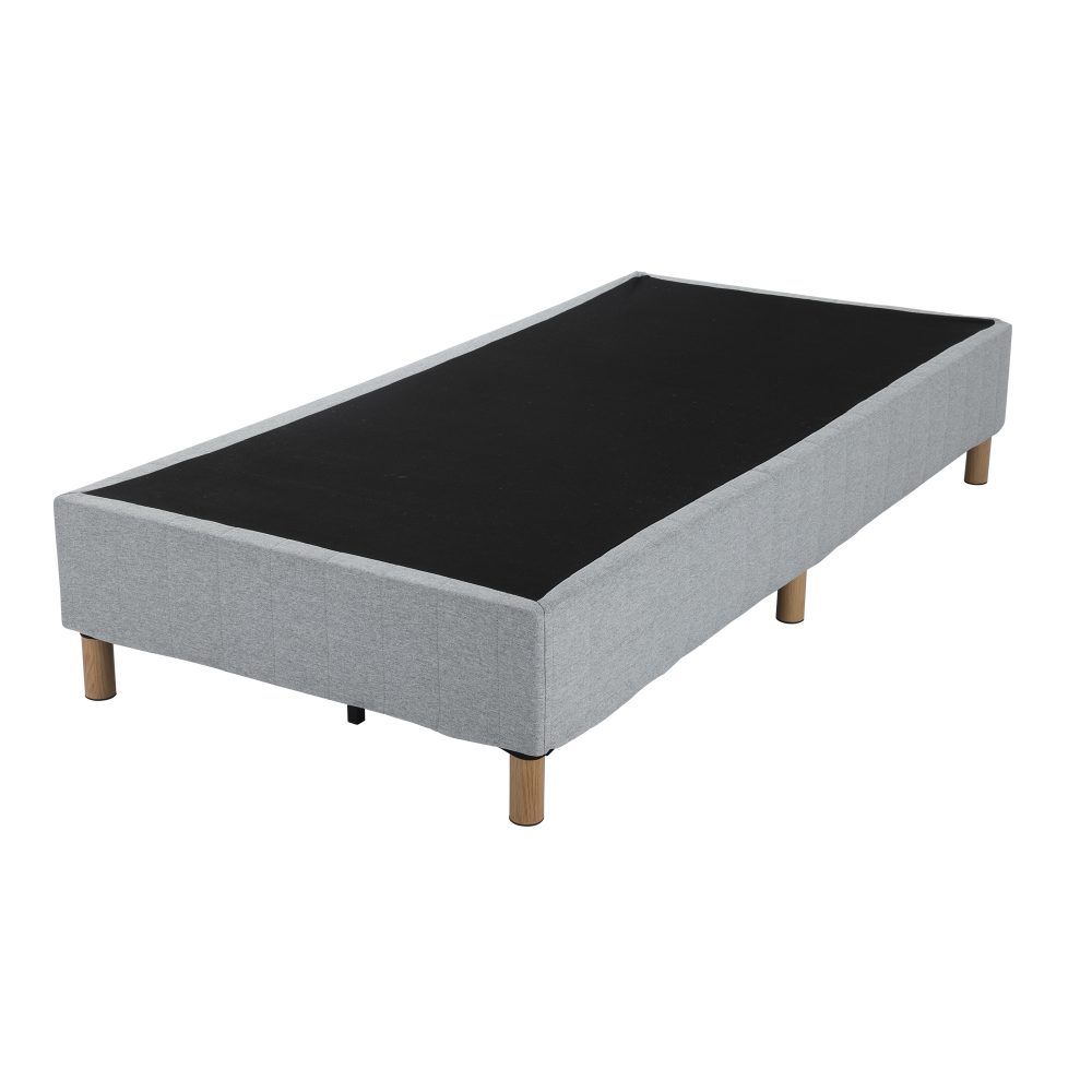 King Metal Bed Frame with Fabric Cover Sturdy Light Grey Base