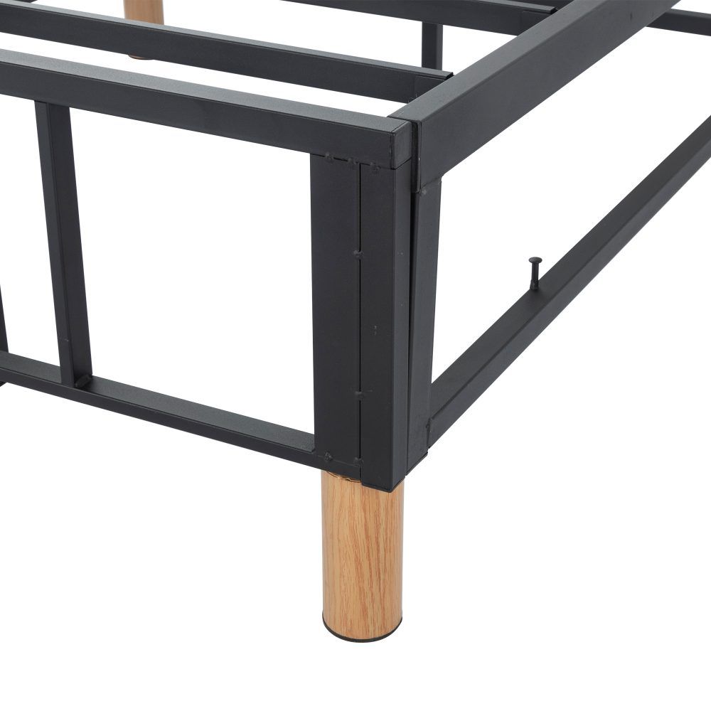 King Metal Bed Frame with Fabric Cover Sturdy Light Grey Base