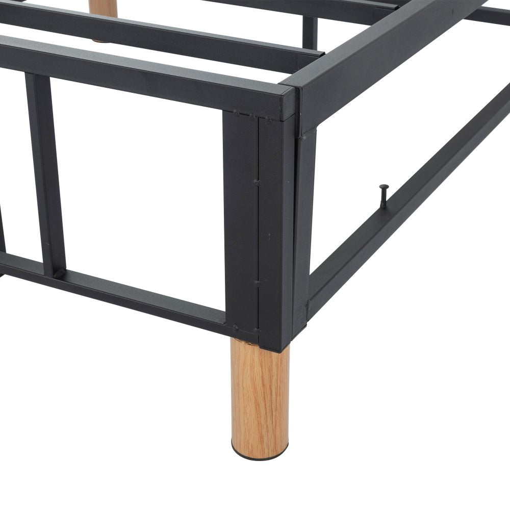 King Metal Bed Frame with Fabric Cover Sturdy Light Grey Base