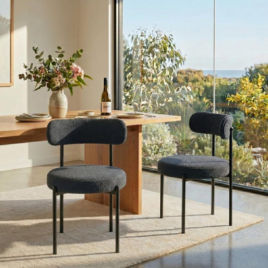 Charcoal Chic Boucle Elsa Dining Chairs - 2026 table 160