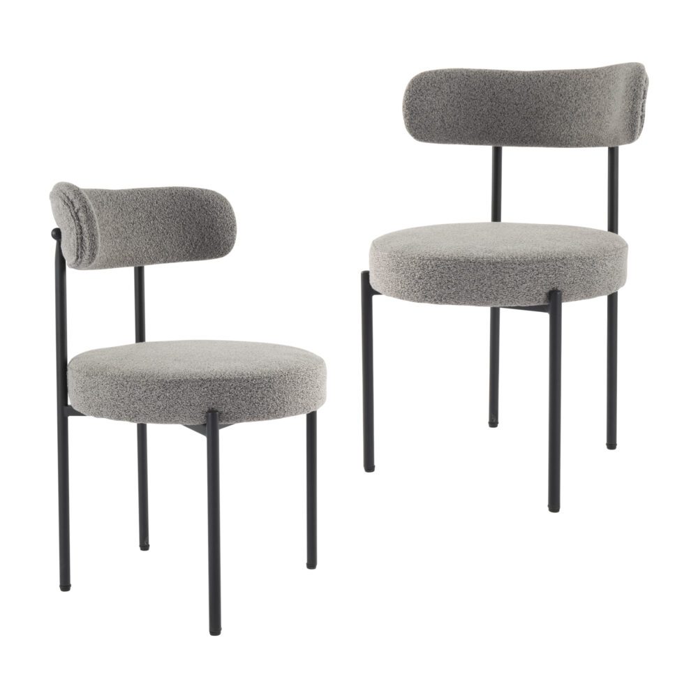 Luxe Boucle Cushioned Elsa Dining Chairs in White Quartz