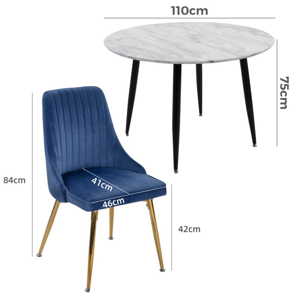 Blue Velvet Bistro Dining Set