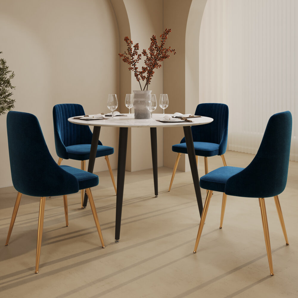 Blue Velvet Bistro Dining Set