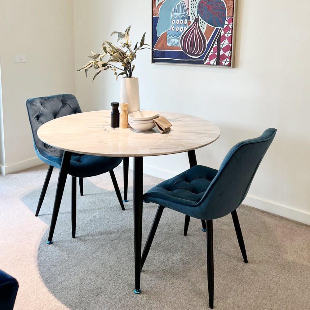 Round Mdf Marbling Dining Table
