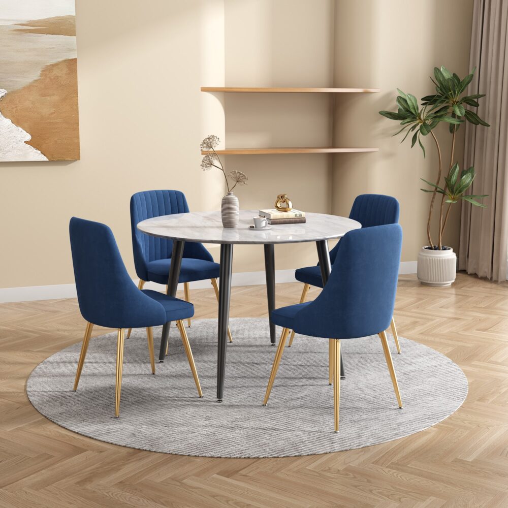 Round Mdf Marbling Dining Table