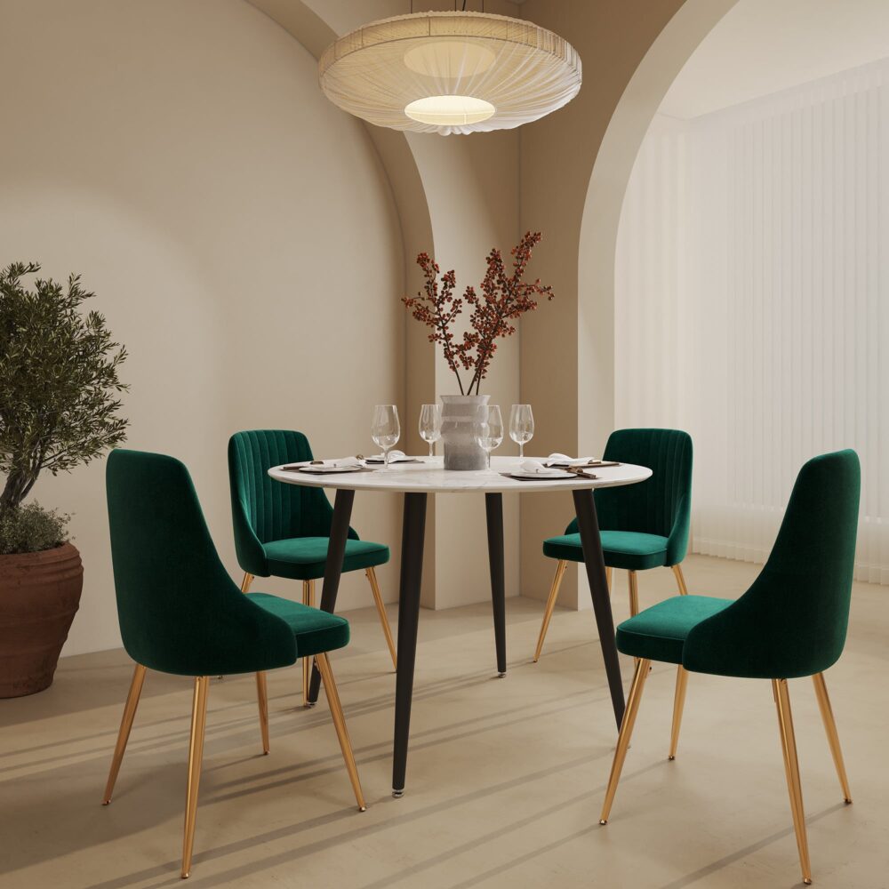 Round Mdf Marbling Dining Table