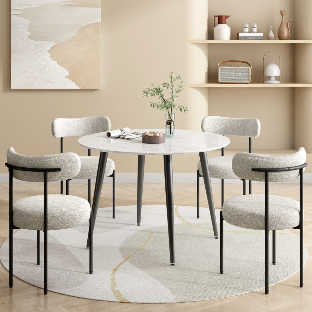 Round Mdf Marbling Dining Table