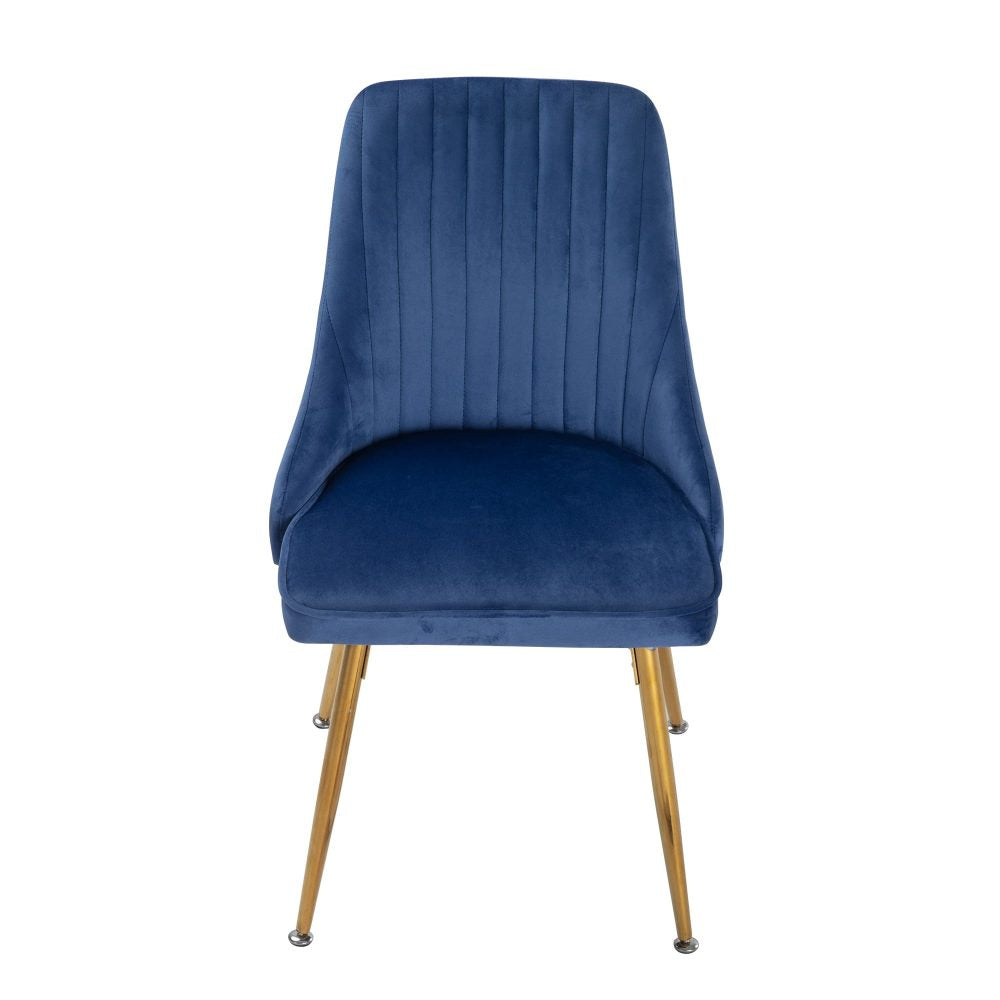 Rectangular Table and Navy Velvet Chairs Dining Set