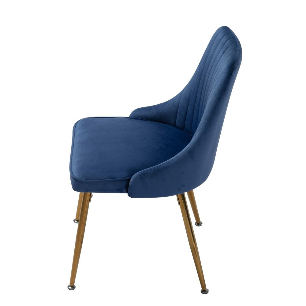 Rectangular Table and Navy Velvet Chairs Dining Set