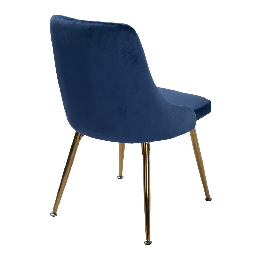 Rectangular Table and Navy Velvet Chairs Dining Set