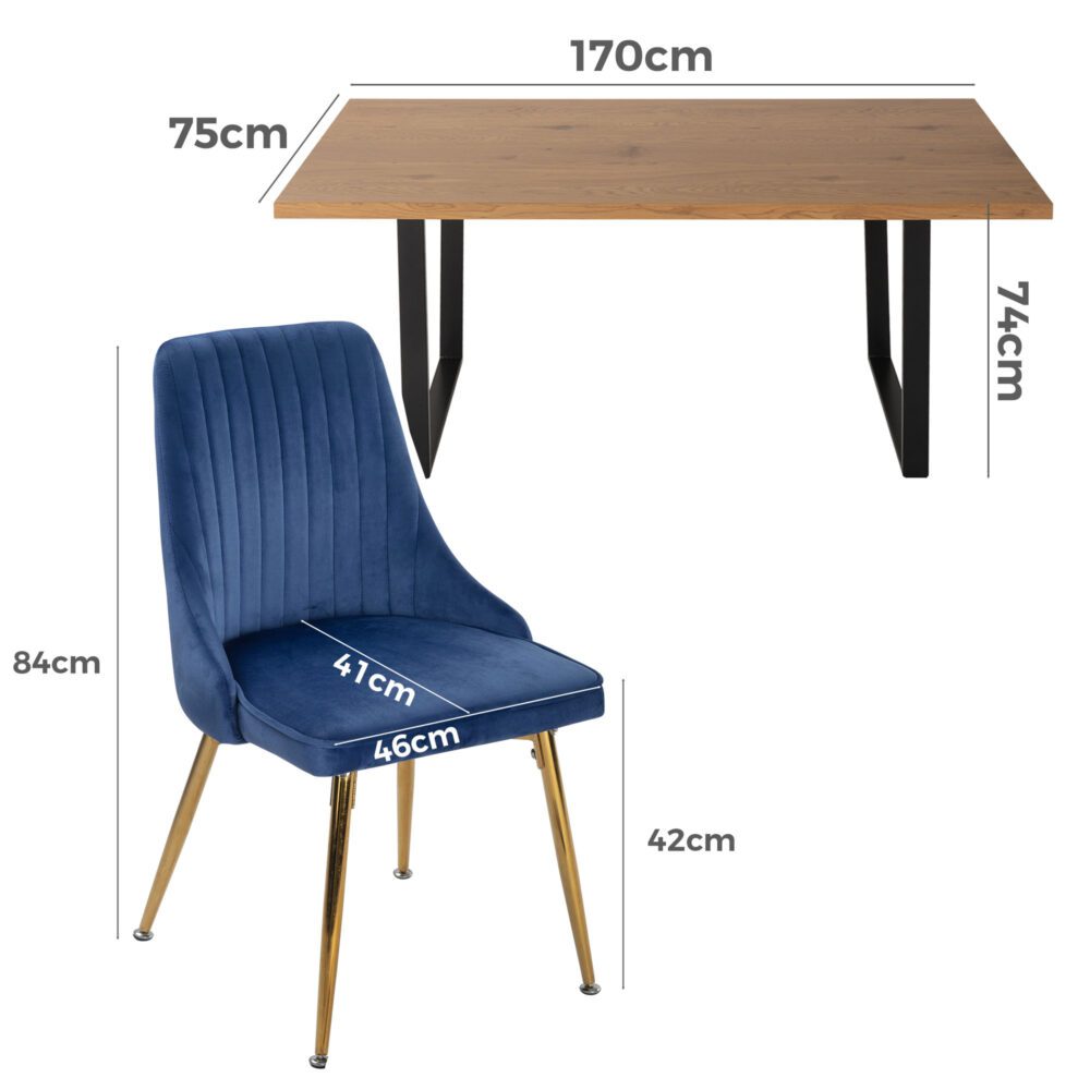 Navy Velvet Natural Table Set