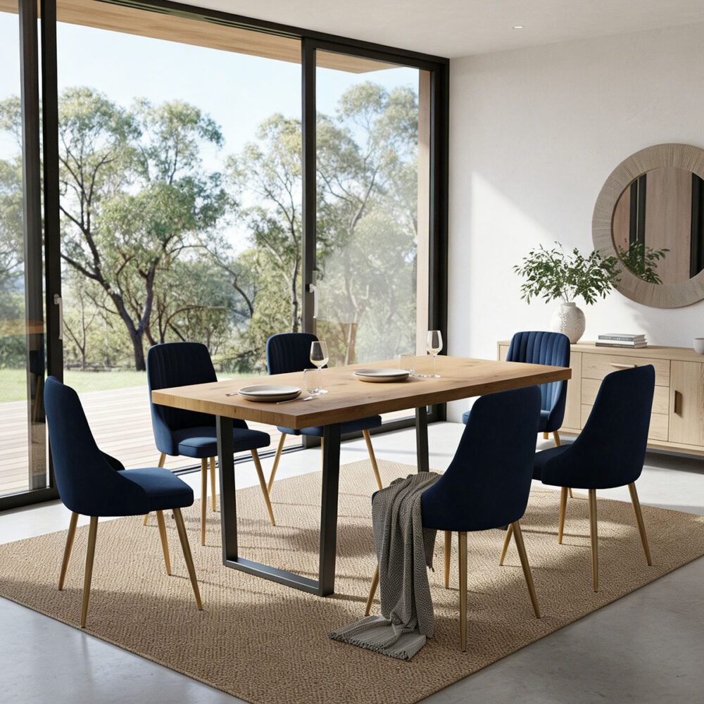 Navy Velvet Natural Table Set