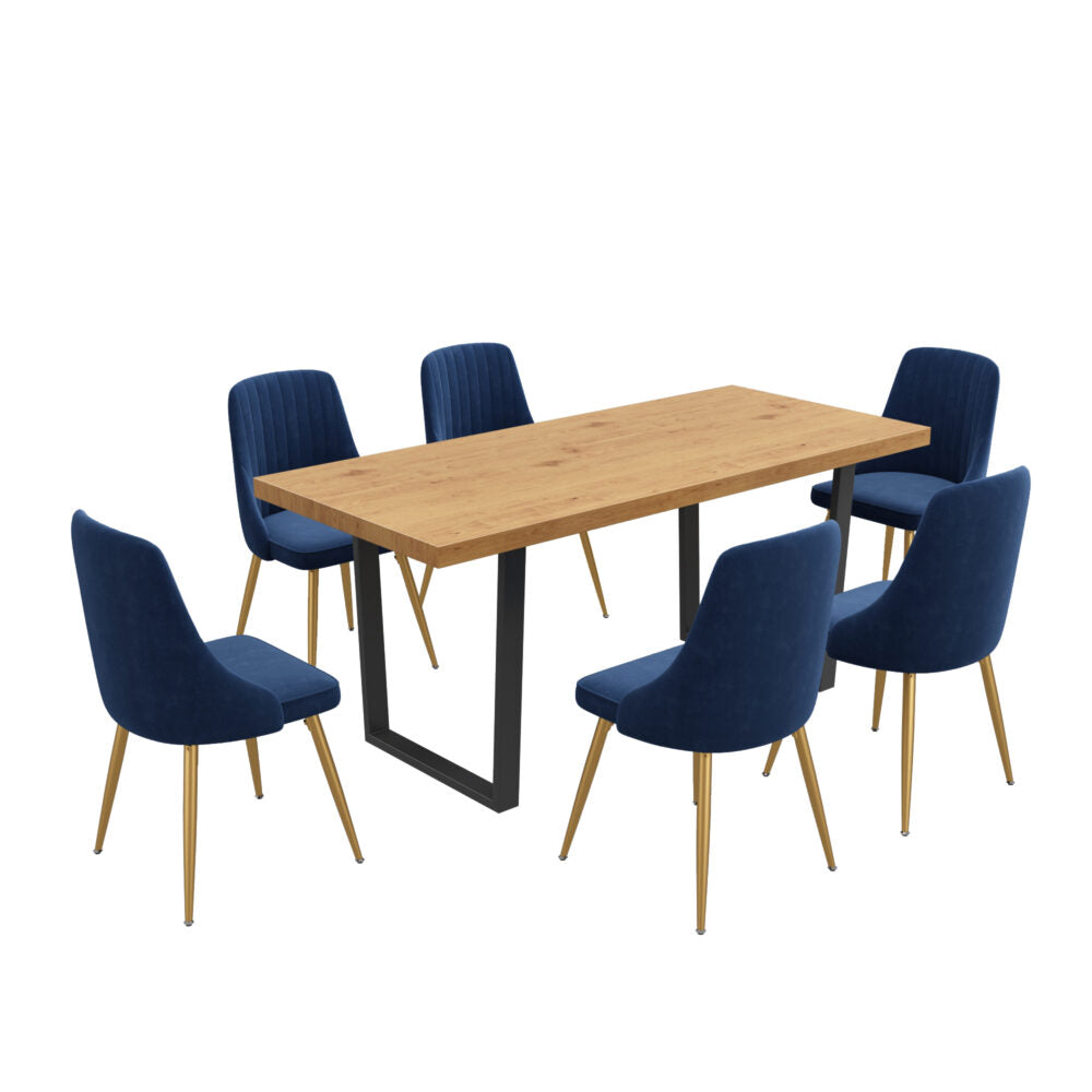 Navy Velvet Natural Table Set