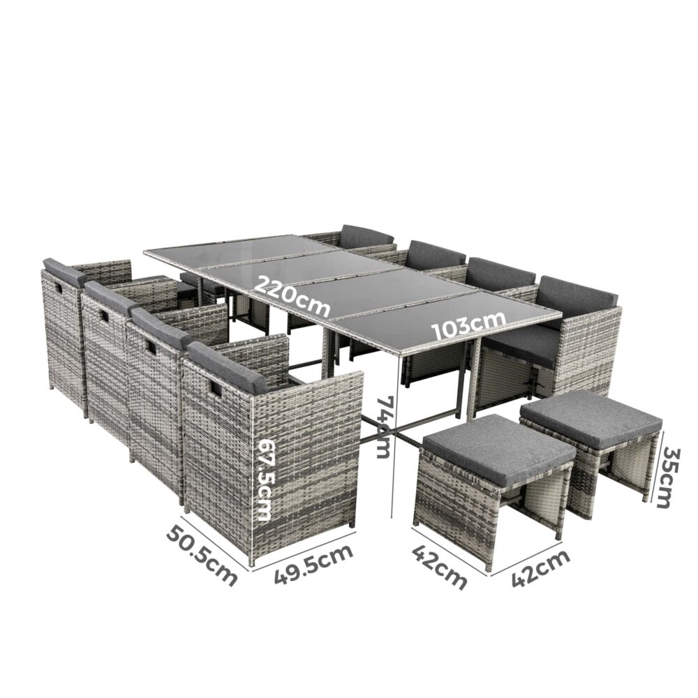 Bali 13Pc Outdoor Dining Set-Grey