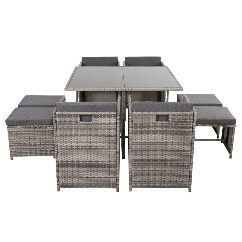 Horrocks 8 Seater Outdoor Dining Set-Grey - Outdoor Dining Sets