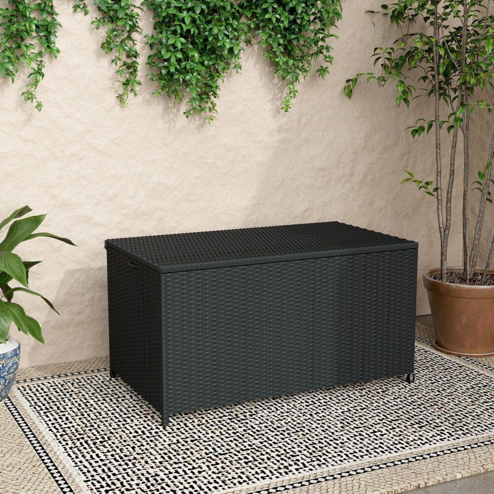 Outdoor Furniture Accessories - Outdoor Pe Wicker Storage Box Garden 320L-Black