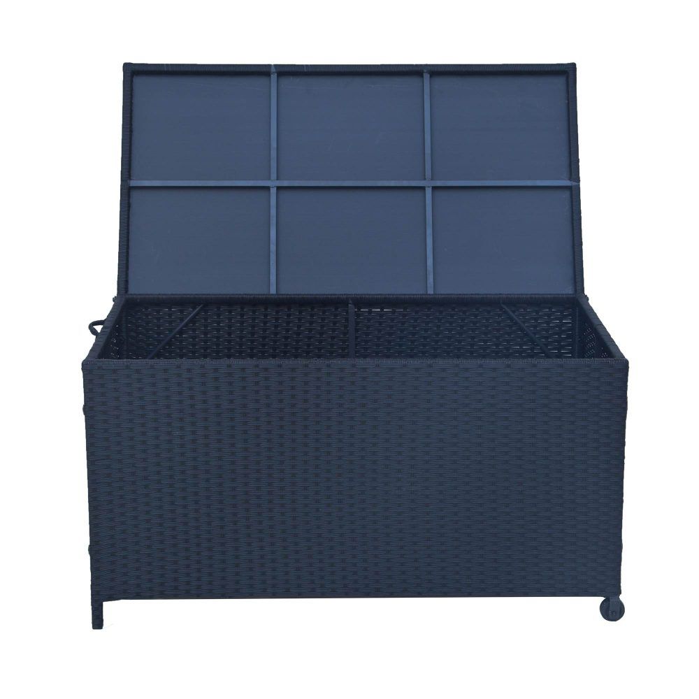 Outdoor Pe Wicker Storage Box Garden 320L-Black | Outdoor Furniture Accessories
