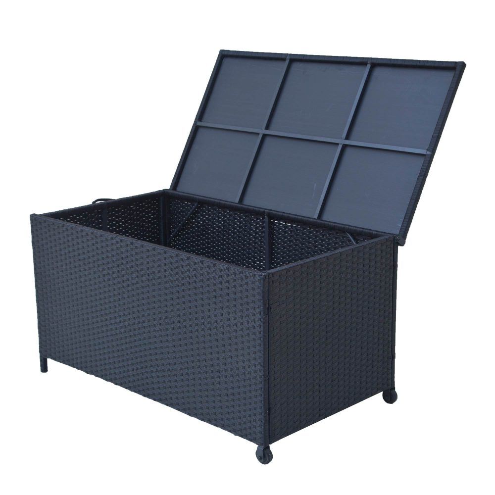 Outdoor Pe Wicker Storage Box Garden 320L-Black | Black colour