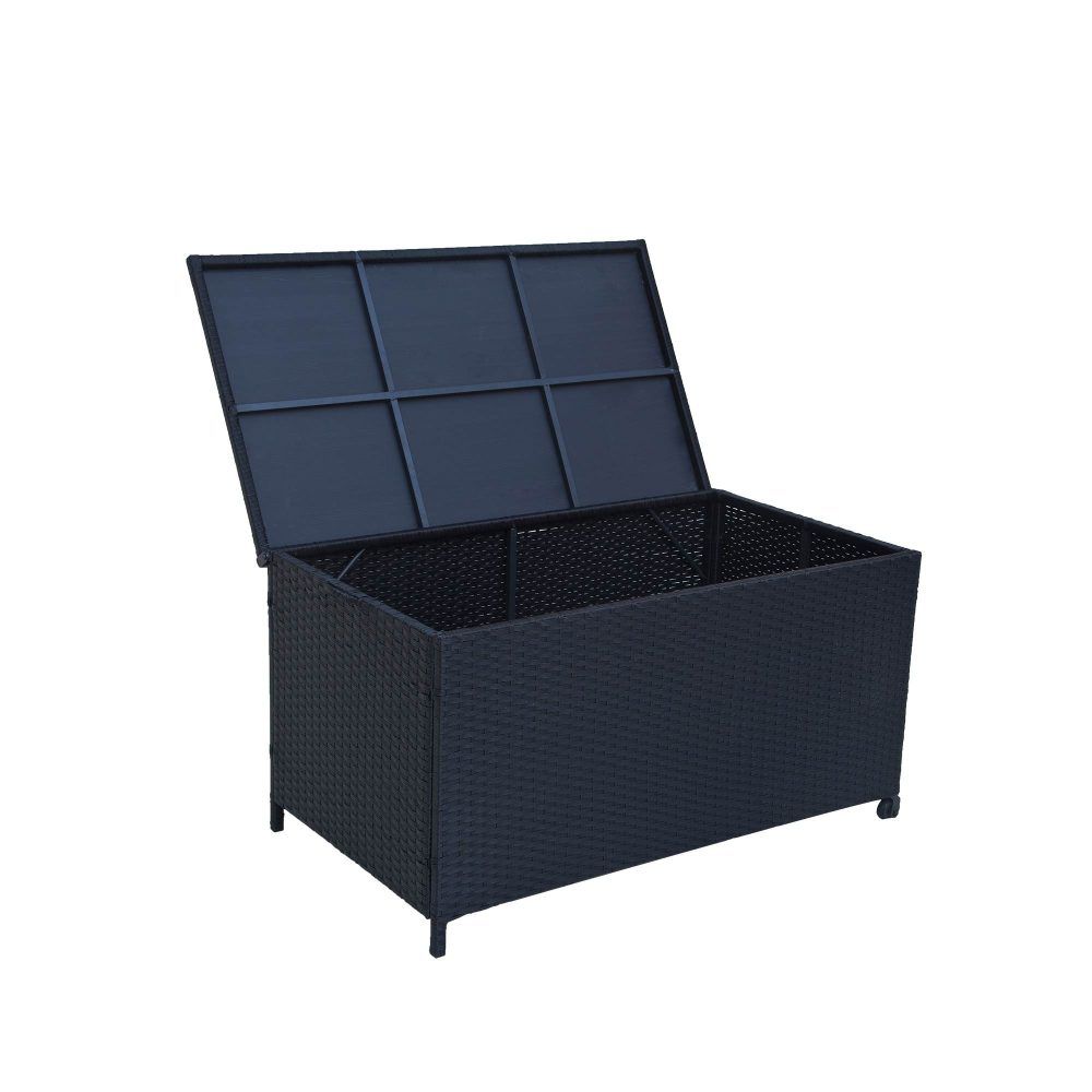 Outdoor Pe Wicker Storage Box Garden 320L-Black, Outdoor Furniture Accessories