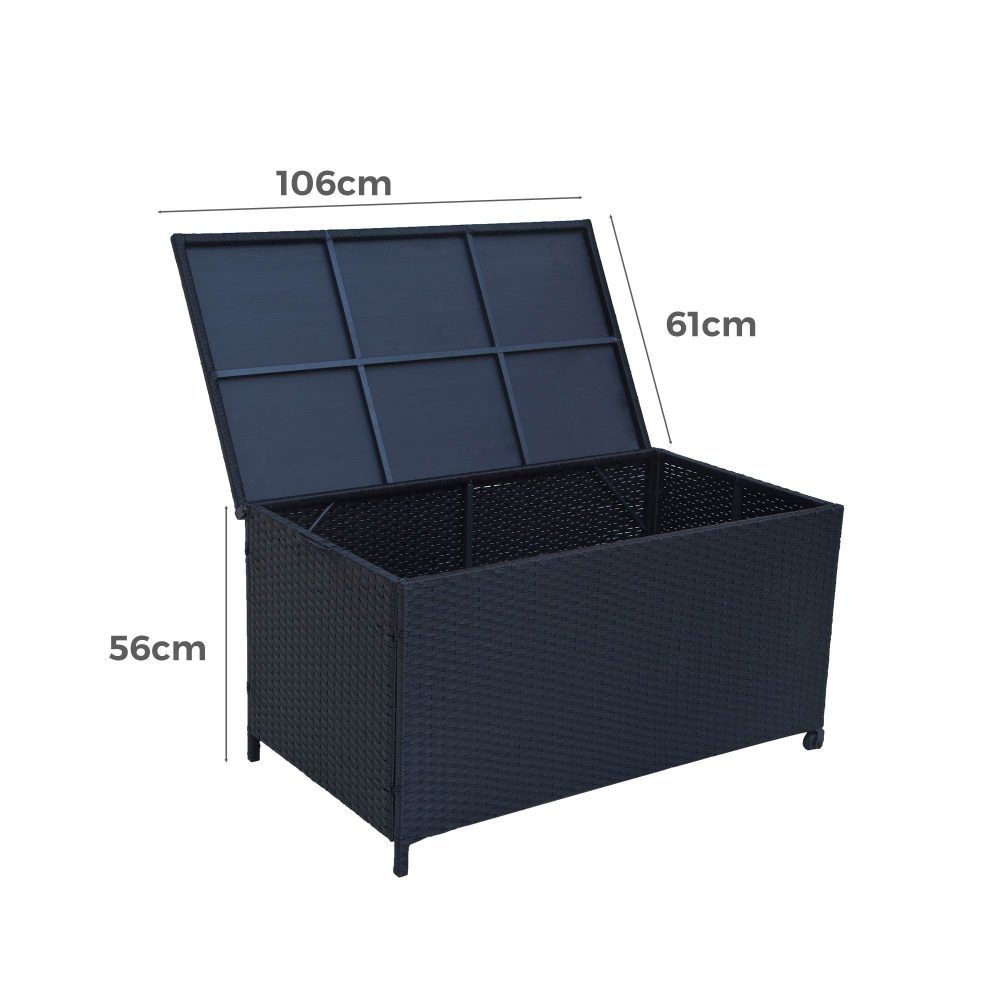 Outdoor Pe Wicker Storage Box Garden 320L-Black with Outdoor Furniture Accessories