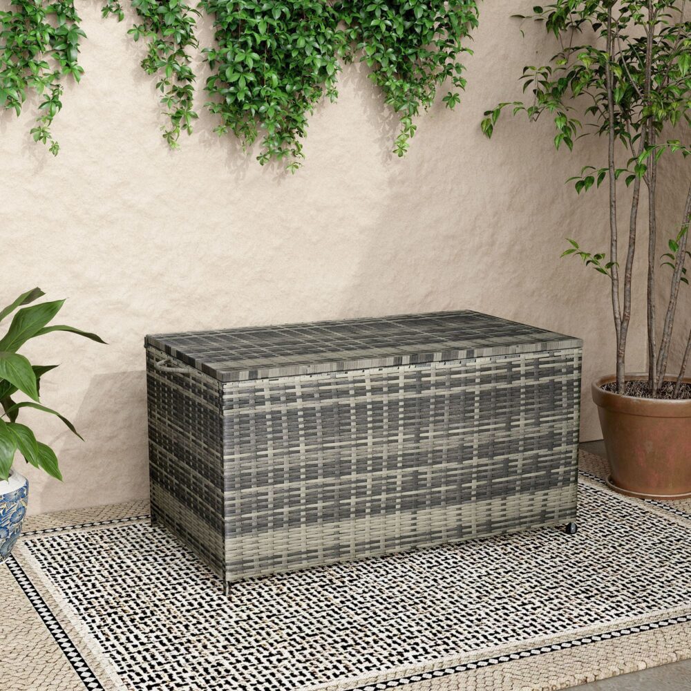 Outdoor Pe Wicker Storage Box Garden 320L-Grey