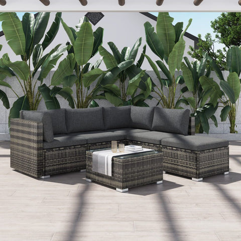 Elevate Your Outdoor Space with Our Ottoman-Style Lounge Set in Grey