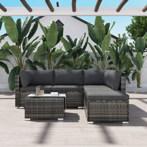 Elevate Your Outdoor Space with Our Ottoman-Style Lounge Set in Grey