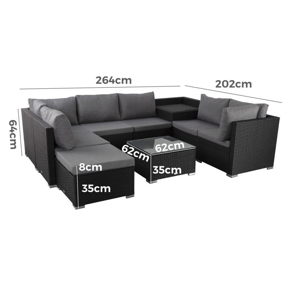Modular Outdoor Lounge Set: Sleek and Spacious in Black