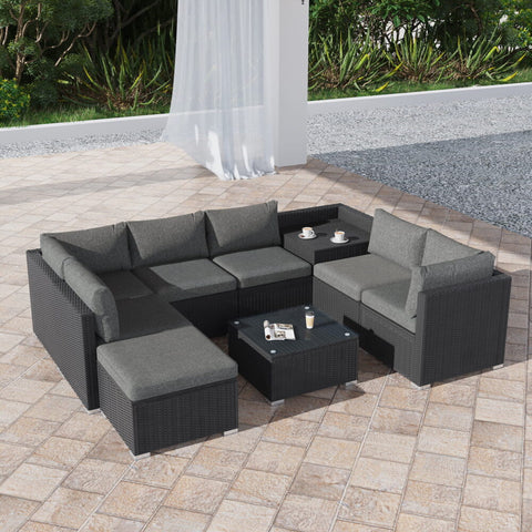 Modular Outdoor Lounge Set: Sleek and Spacious in Black