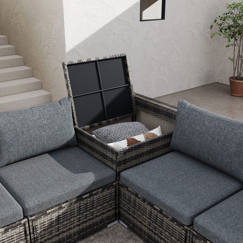 8PCS Outdoor Furniture Modular Lounge Sofa Lizard-Black