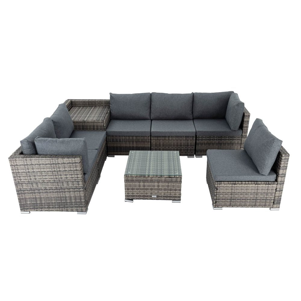 8PCS Outdoor Furniture Modular Lounge Sofa Lizard-Black