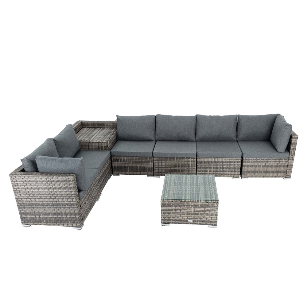 8PCS Outdoor Furniture Modular Lounge Sofa Lizard-Black