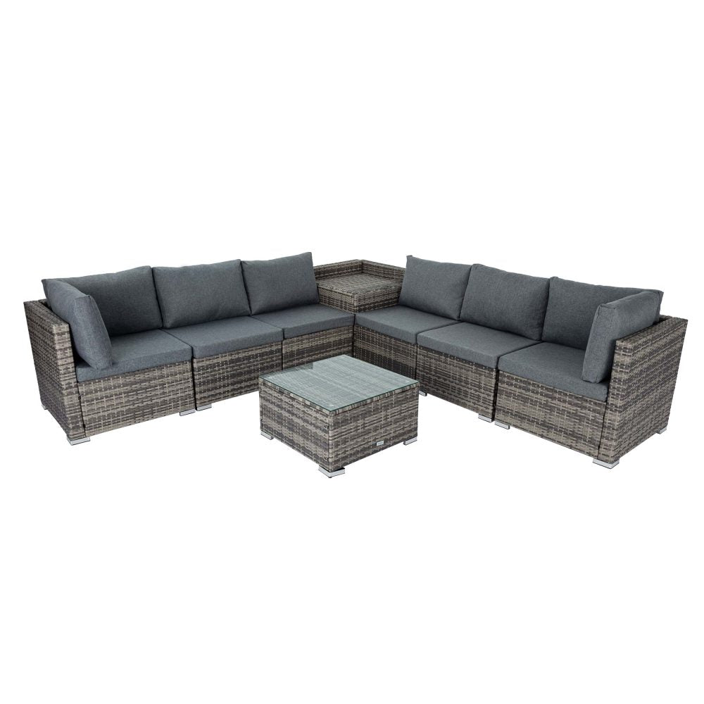 8PCS Outdoor Furniture Modular Lounge Sofa Lizard-Black