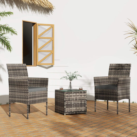 2 Seater PE Rattan Outdoor Furniture Chat Set- Mixed Grey, Rattan finish