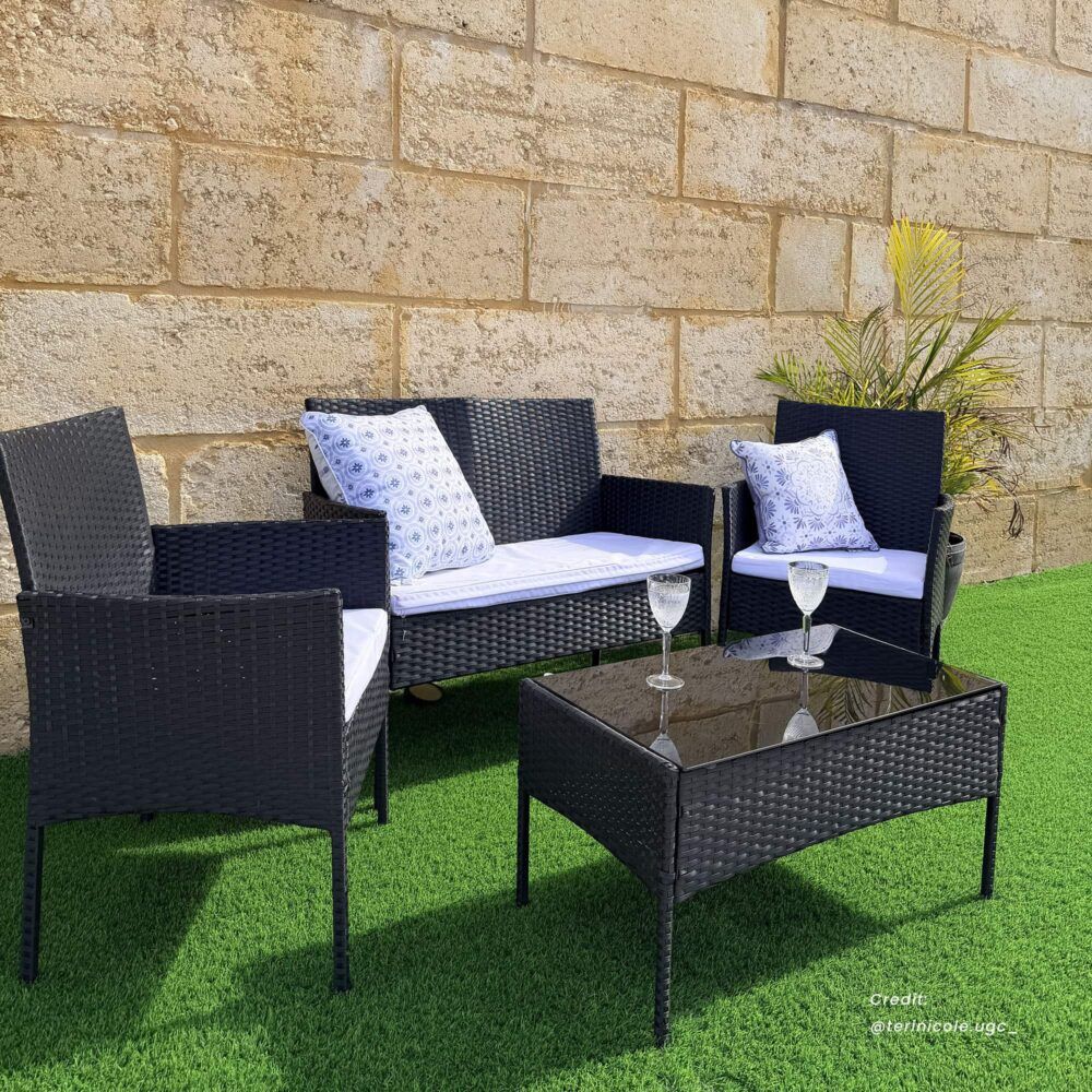 Ville 4-Seater PE Wicker Outdoor Lounge Sofa Set, 2026 table 160