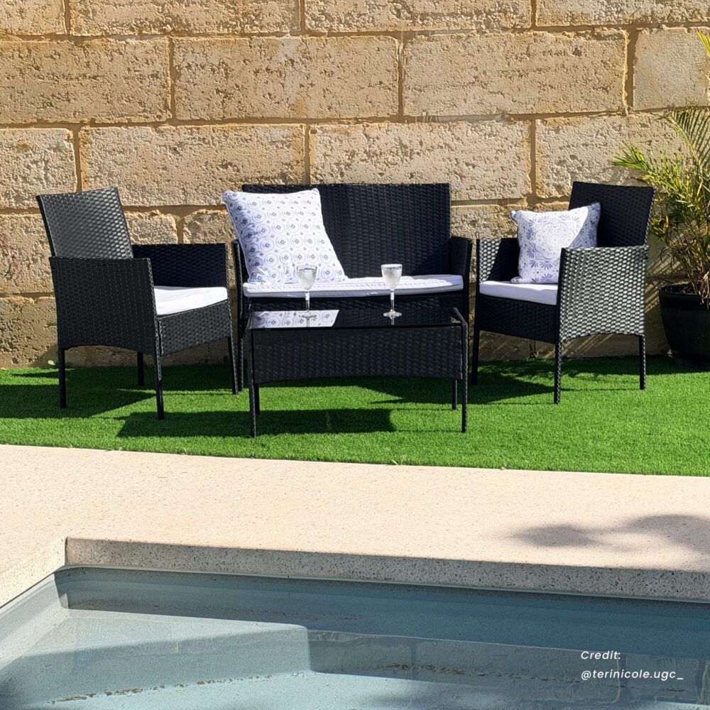 Ville 4-Seater PE Wicker Outdoor Lounge Sofa Set with 2026 table 160