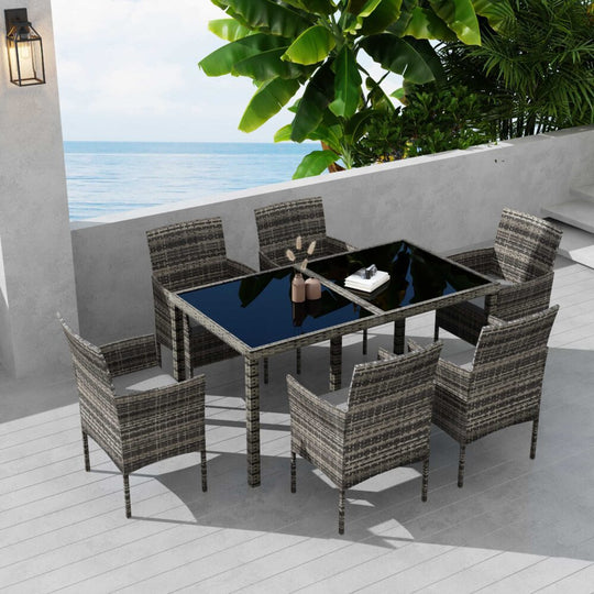 Rural Style Outdoor Grey Wicker 6 Seater Dining Set | 6 Seater