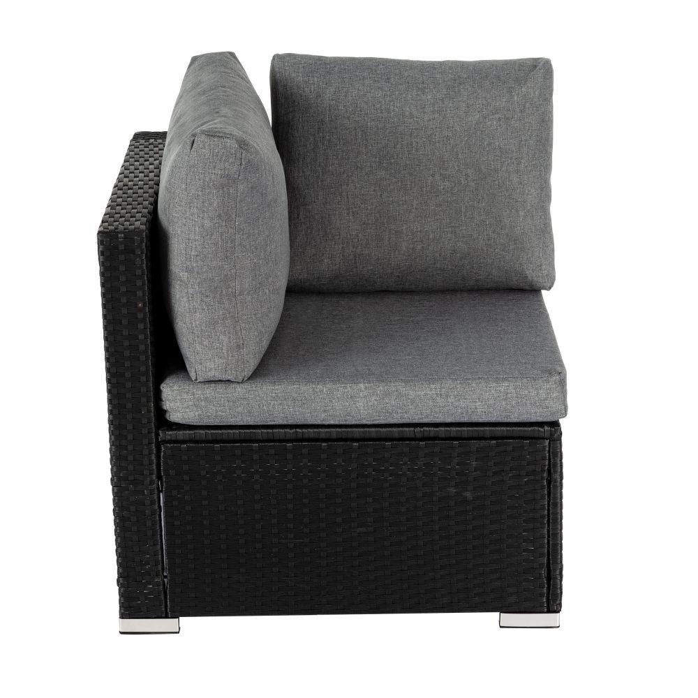 7Pc Outdoor Wicker Loveseat Setting With Storage Corner (Black)