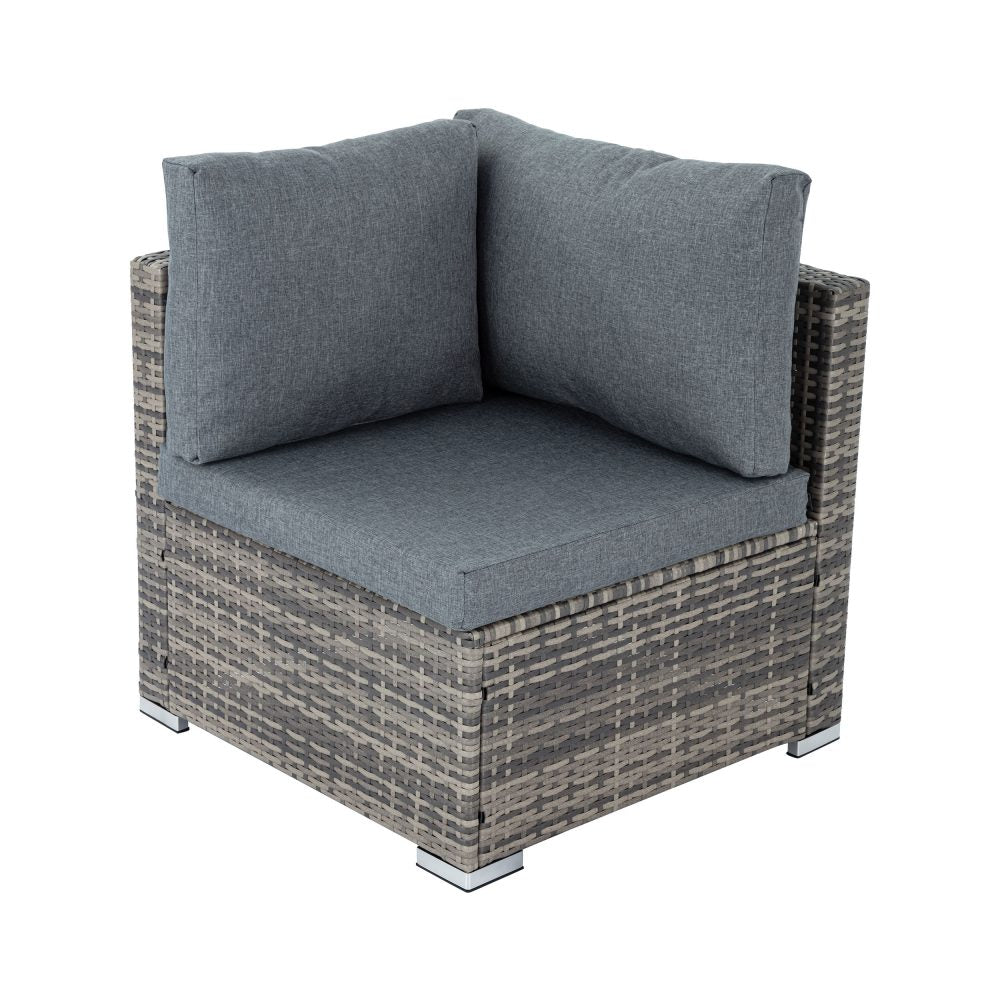 Outdoor Modular Lounge Sofa With Wicker End Table Set