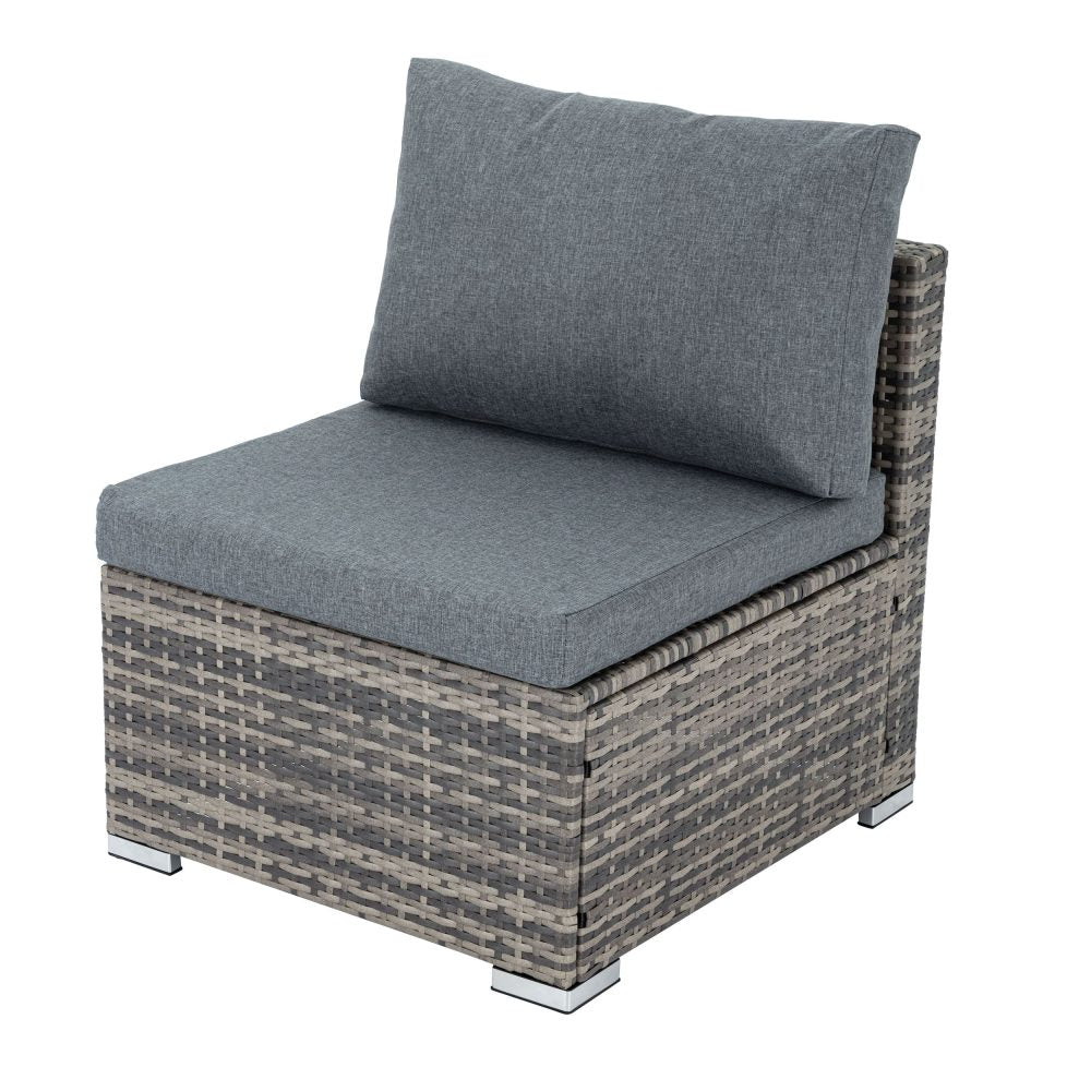 Outdoor Modular Lounge Sofa With Wicker End Table Set