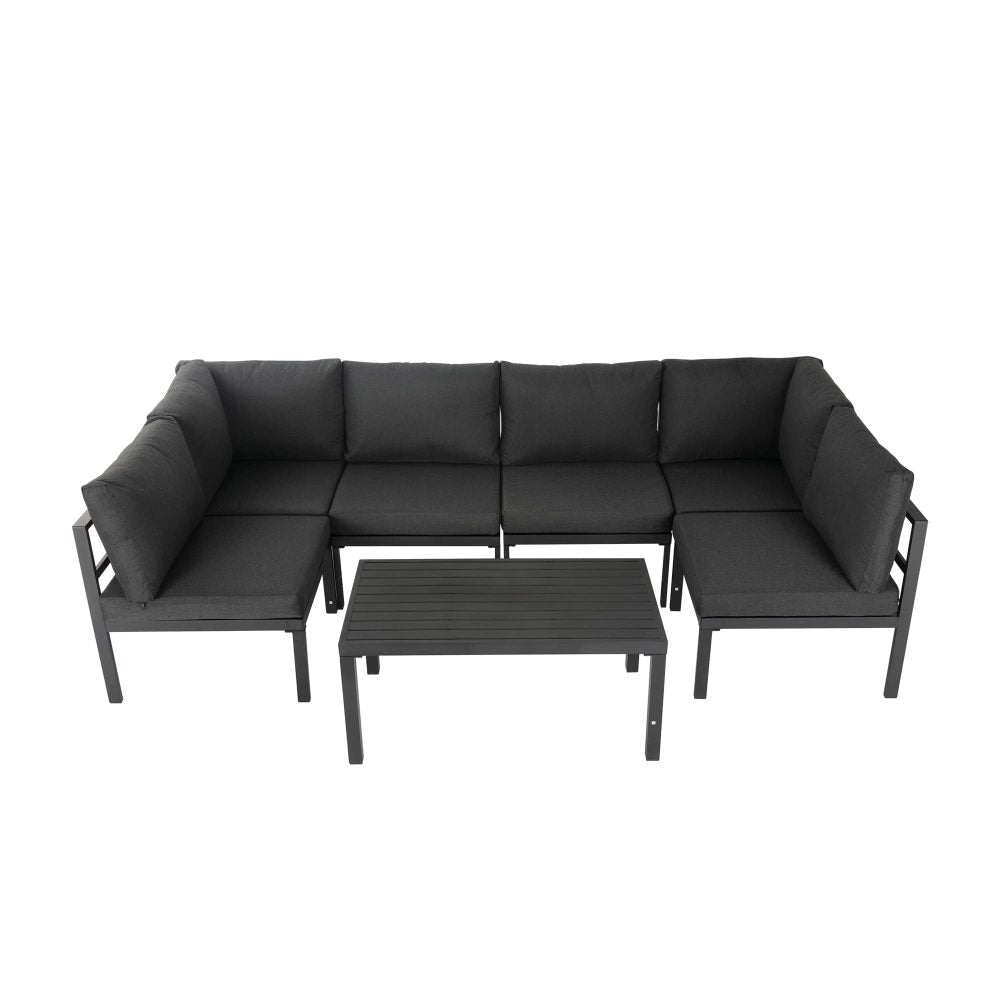 Discover Our Contemporary 7-Piece Charcoal Grey Minimalist Lounge Set