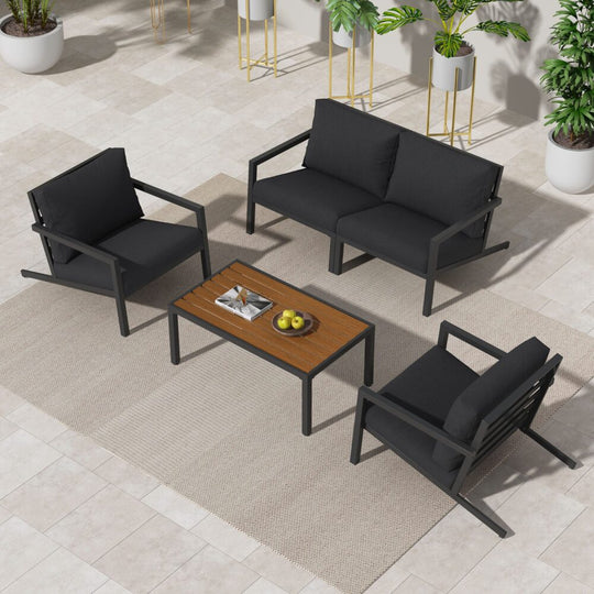 Aidan Garden Furniture Set in Slate Grey 5 pieces - Grey colour
