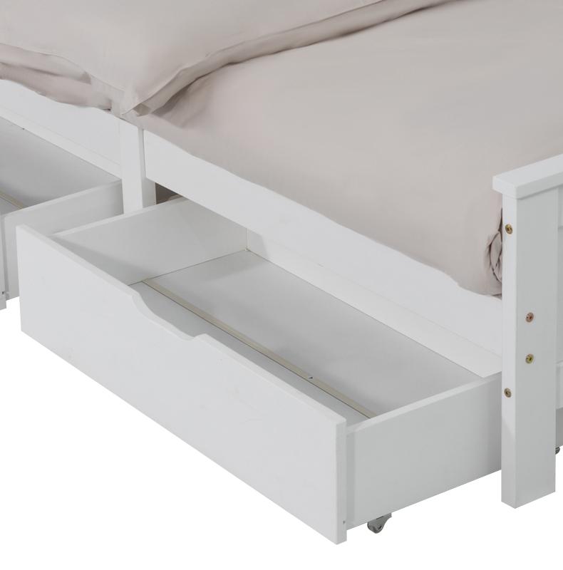 Wooden Bed Frame 2x With Storage Drawers And Trundle White