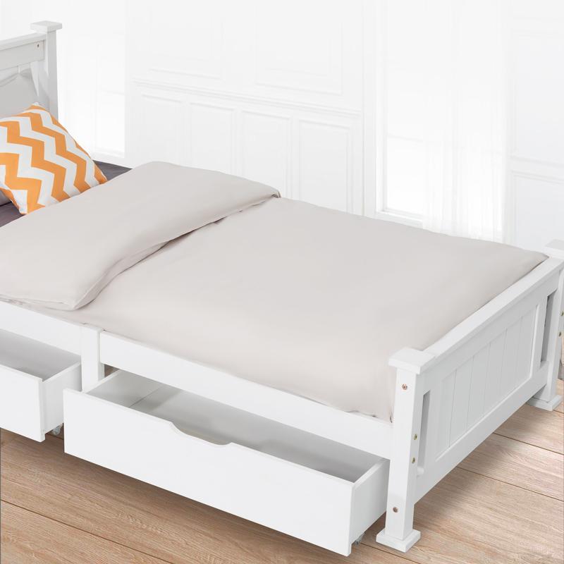 Wooden Bed Frame 2x With Storage Drawers And Trundle White