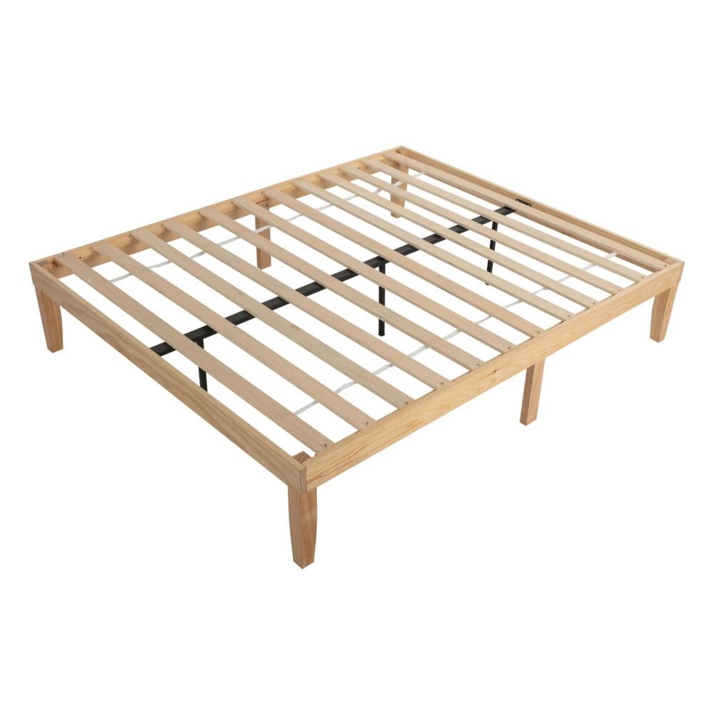 Natural colour - Warm Wooden Natural Bed Base Frame – Double