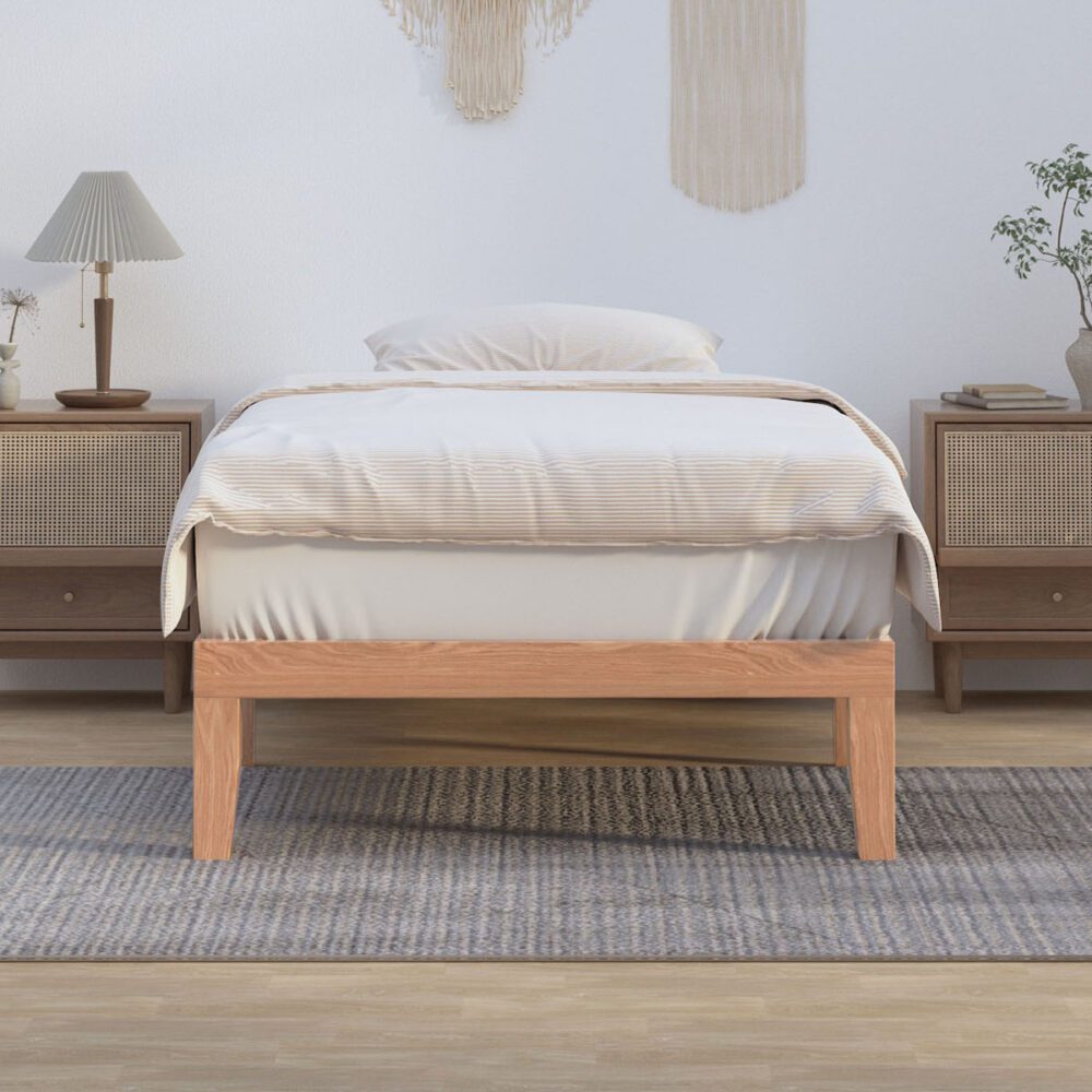 Single Size Warm Wooden Natural Bed Base Frame â€“ King Single
