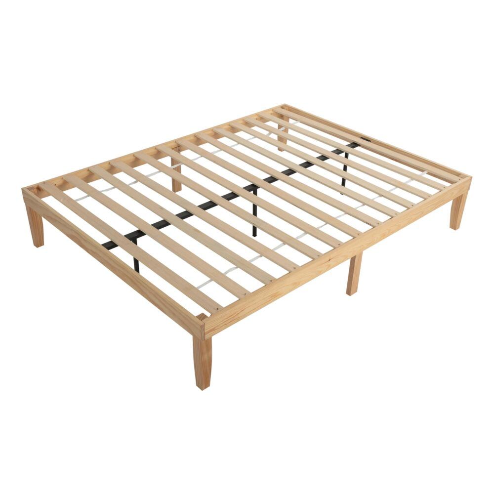 Queen - Warm Wooden Natural Bed Base Frame – Queen