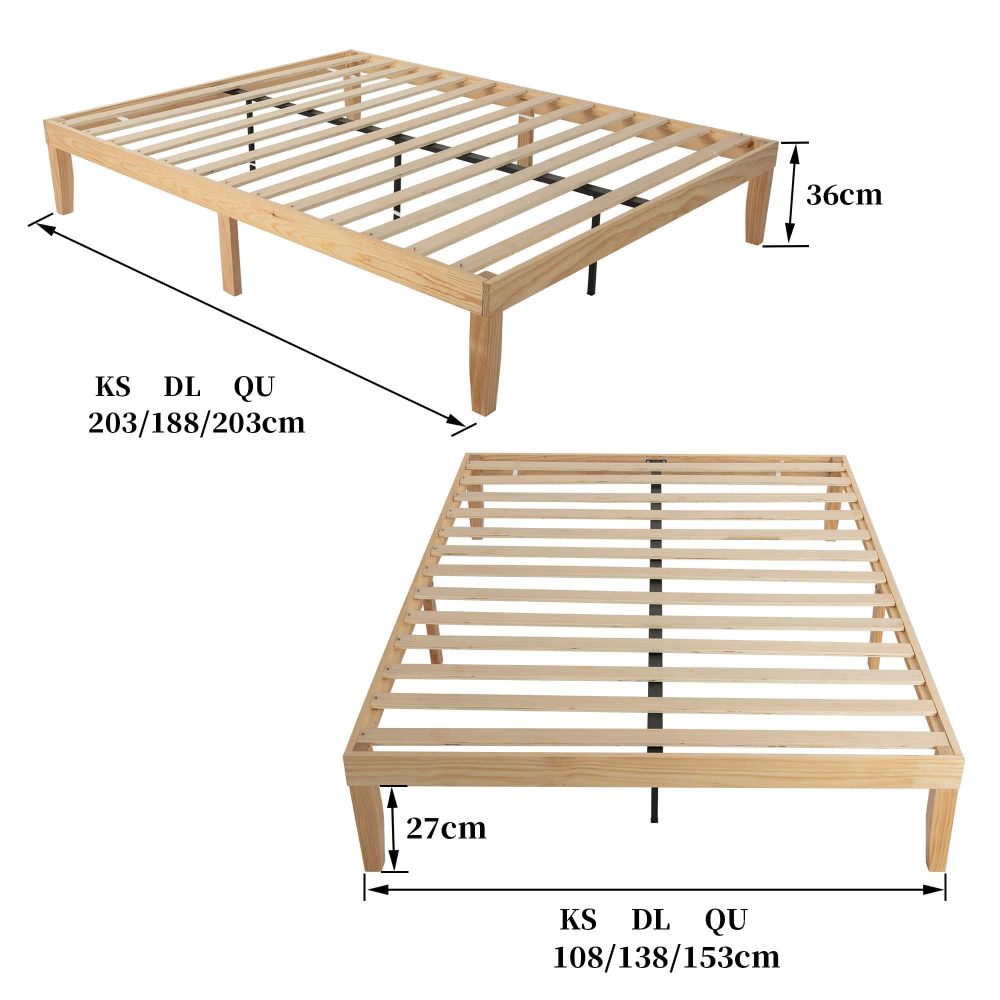 Rustic Reverie: Handcrafted Queen Bed Base Frame - Warm Wooden Wonder