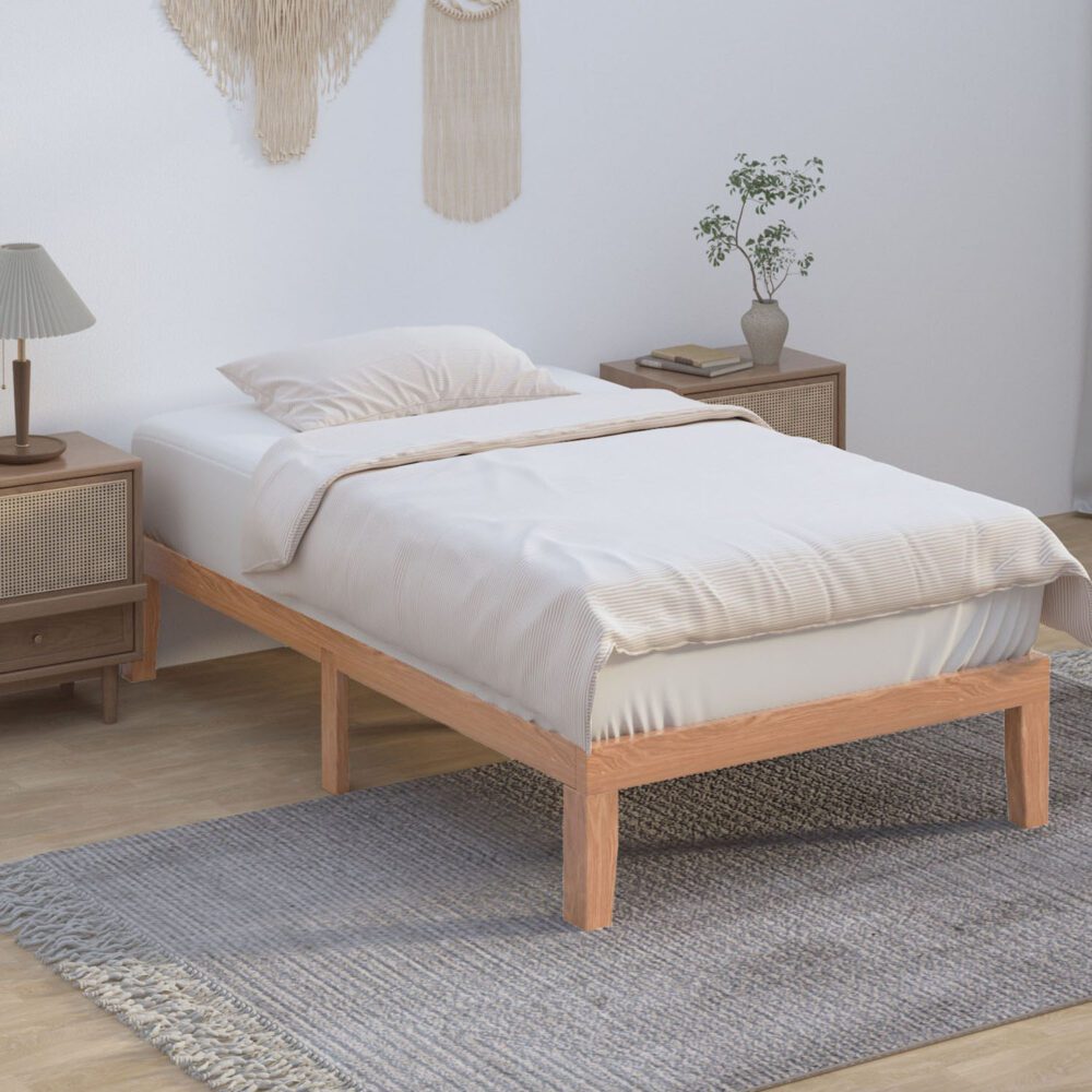Single Size Warm Wooden Natural Bed Base Frame â€“ Single